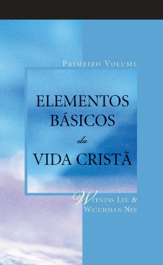 Book cover of 'Elementos Básicos da Vida Cristá' with a blue and purple gradient background